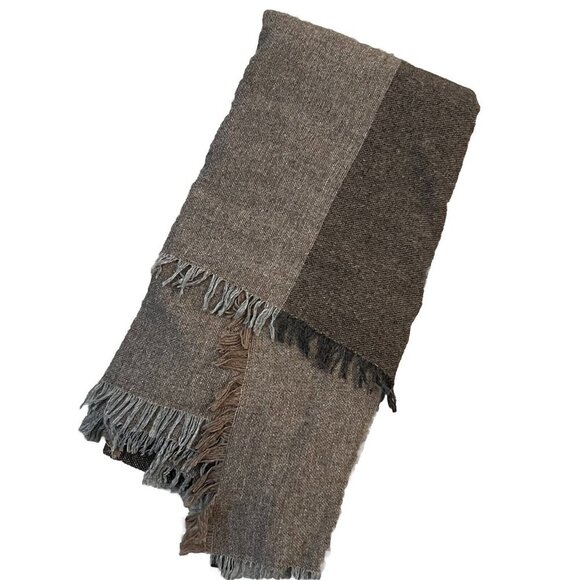 Eileen Fisher Viaggio Wool Blend Serape Shawl One Size Brown Gray Lagenlook Chic - Picture 4 of 7
